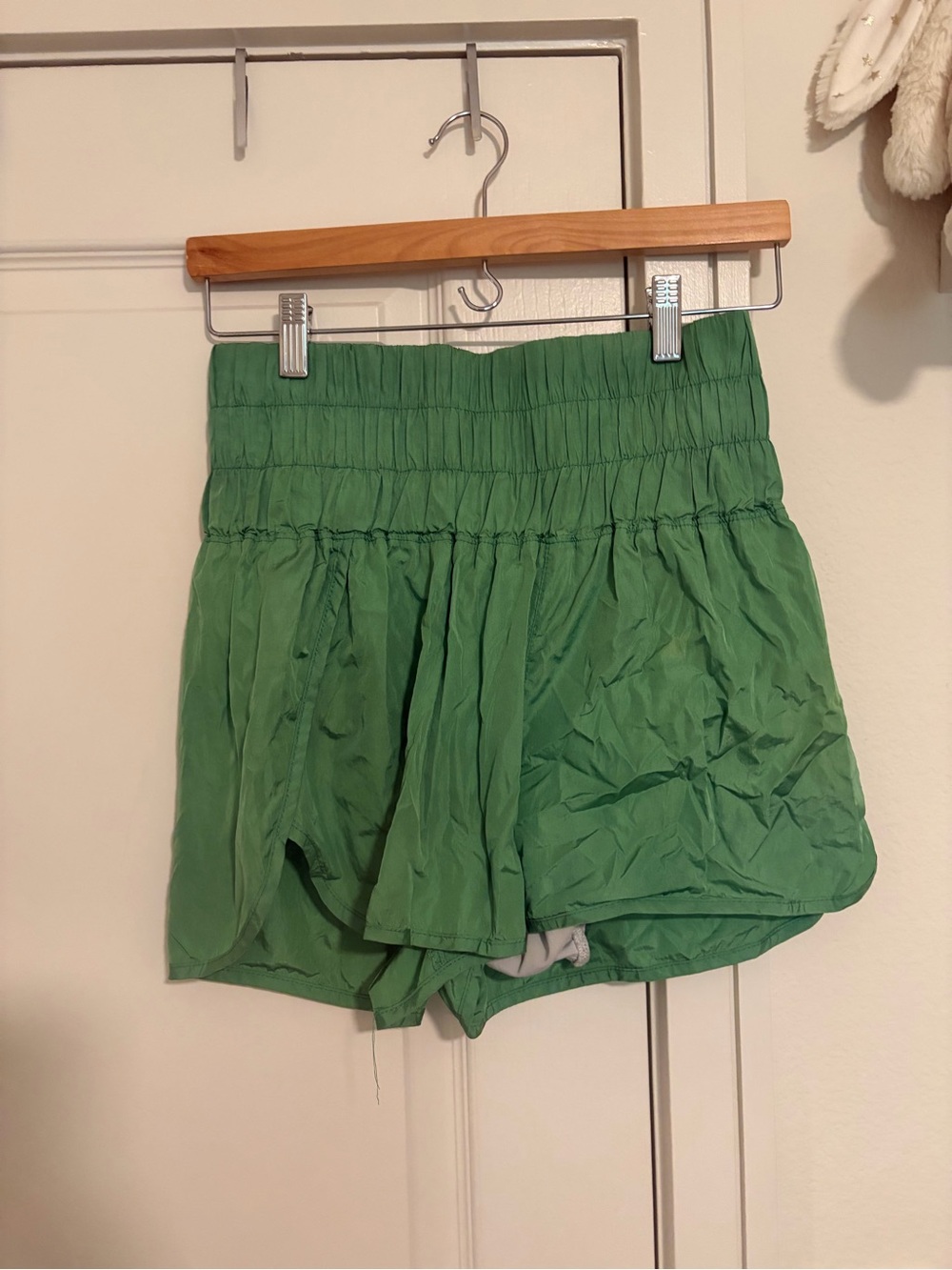 Free People Smocked Waist Green Athletic Shorts